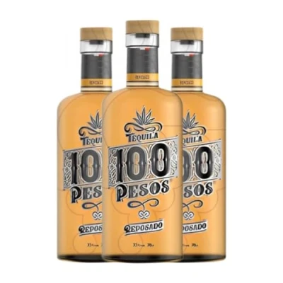 Imagen de Tequila 100 Pesos Reposado 70 cl (Caja de 3 Botellas cl)