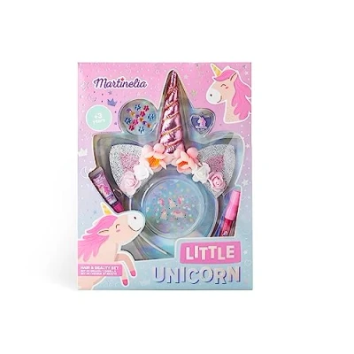 Imagen de Martinelia Set de Maquillaje y Accesorios Unicornio, 1 Diadema 2 Brillantes Labios, Pegatinas Belleza, Estuche Belleza Cabello para niños