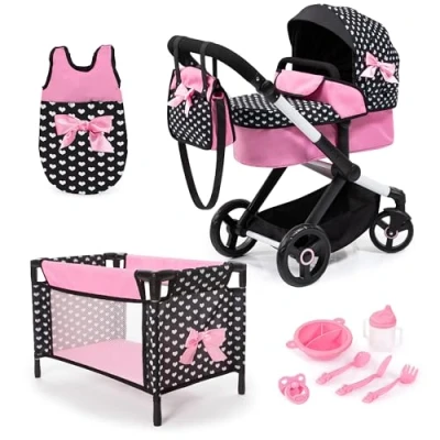 Imagen de Bayer Design 17060AB Cochecito de muñeca XEO, Convertible, Regulable en Altura, Cuna Viaje, Bolsa, Saco Dormir, Accesorios