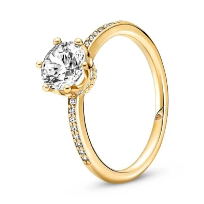 Imagen de Pandora Passions Sparkling Crown 14k gold plated ring with clear cubic zirconia, 60