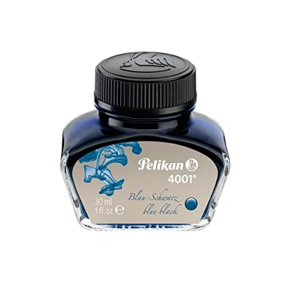 Imagen de Pelikan 301028 Tinta para pluma estilográfica 4001, frasco de vidrio 30 ml, color Negro Azul, en caja regalo
