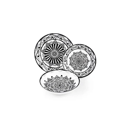 Imagen de Excelsa Boheme Noir Vajilla de 18 piezas, porcelana, negro