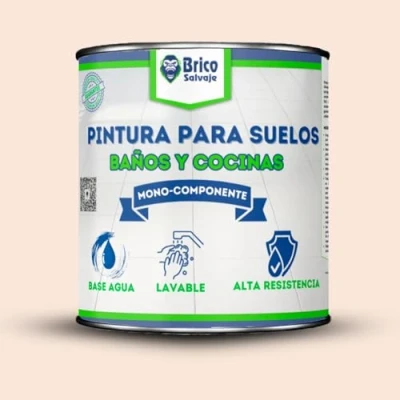 Imagen de BRICOSALVAJE Pintura para suelos Cocina y Baño SATINADO, Mono Componente, Al Agua, Fácil Aplicación (Aurora, 750 ML)