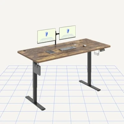 Imagen de FLEXISPOT Escritorio Eléctrico Ajustable en Altura 180 x 80 cm Control Manual con Memoria Standing Desk para Computadora de pie Oficina y hogar (Marrón)