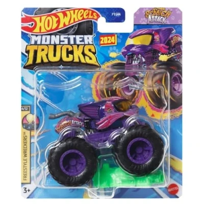 Imagen de Hot Wheels Monster Trucks Nuevo para 2024 escala 1:64 (Scratch Attack 4/12 Freestyle Wreckers)