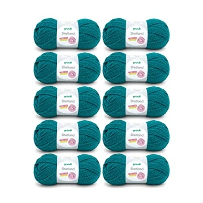 Imagen de Gründl Shetland Ovillo de lana (80% poliacrílico y 20% lana, 100 g/170 m, grosor la aguja: 7 8, 10 x g), color azul petróleo
