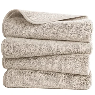 Imagen de Polyte Toalla de Manos Microfibra superabsorbente antipelusa Secado rápido Beige 40 x 76 cm Pack 4