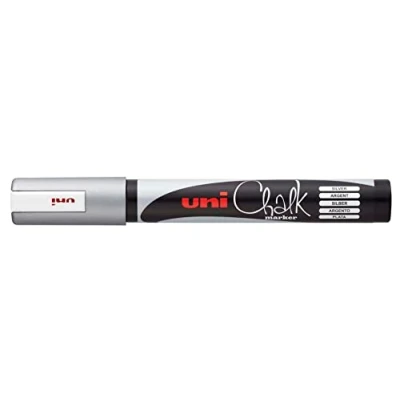 Imagen de Uni Ball UNIPWE5M PlataUd Chalk PWE 5M Rotulador de Tiza (Punta Redonda), Plateado, Color Plata, 1 Unidad (Paquete 1) (PWE AR)