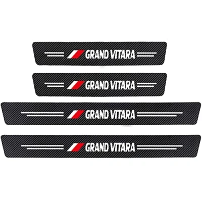 Imagen de YUPACK 4 Piezas Molduras de Umbral Puerta Coche para Suz uki SX4 Vitara, Pegatinas Protector Decoración Estribos Fibra Carbono, Grand Vitara