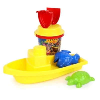 Imagen de BLUE SKY Barco y Accesorios Juego de Playa 045604 Multicolor 7 Piezas Plástico 32 cm x 17 Juguete Infantil al Aire Libre A Partir 12 Meses