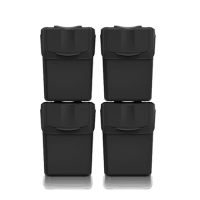 Imagen de Set de 4 cubos basura KEDEN SORTIBOX 100% plástico reciclado, negro, 80L