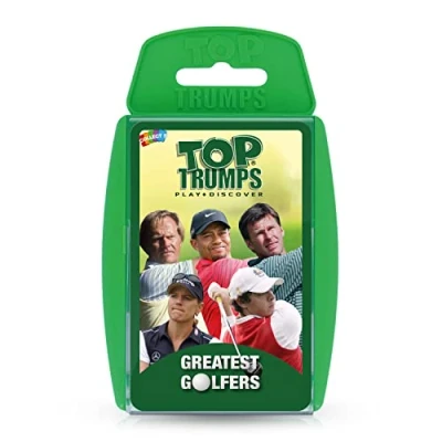 Imagen de Top Trumps juego de cartas clásicos golfistas, juega con 30 los mejores incluyendo Seve Ballesteros, Betsy King, Tiger Wood, Ben Hogan, descubre nuevos datos PGA y LPGA, 2