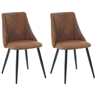 Imagen de MEUBLE COSY Smeg Juego de 2 Sillas Comedor Vintage Retro Sillón Tapizado en Gamuza con Patas Metálicas para Cocina Salón, Metal, Marrón, 52.5x49.5x83cm, Unidades