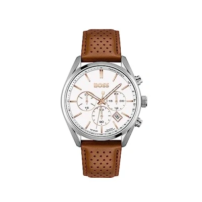 Imagen de BOSS Reloj Cronógrafo de Cuarzo para Hombre 44mm Colección CHAMPION con Pulsera Acero Inoxidable o Cuero, Función Fecha, 3 Subdiales, Resistencia al Agua 10ATM