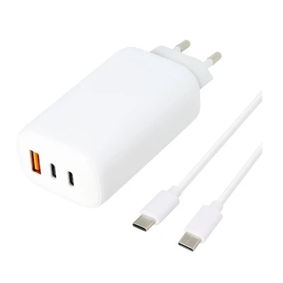 Imagen de Cargador De Red Edenwood 65w 2 Usbs Tipo C + 1 Usb Carga Rápida Cable 1m Blanco