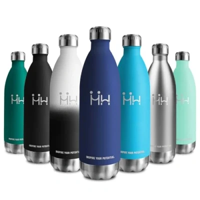 Imagen de Botella Agua Termica 1L, Acero Inoxidable sin BPA, Reutilizable, con Doble Pared, Termo A Prueba de Fugas, para Niños, Escuela, Oficina, Gimnasio