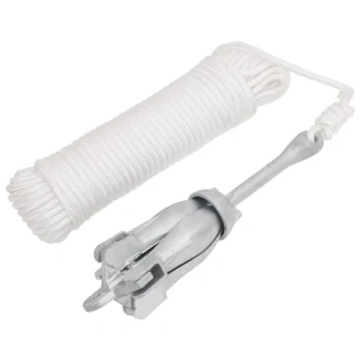 Imagen de vidaXL Ancla Plegable con Cuerda Hierro maleable Plateado 2,5 kg