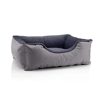 Imagen de BedDog Perro/Gato Cama Teddy S à XXXL, 14 Colores a Elegir, de Cordura y Microfibra, para Perros Lavable, cojín Perros, Interiores Exteriores, tamaño M, Gris/Gris