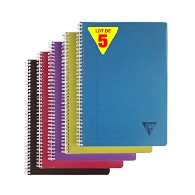 Imagen de Clairefontaine 329146C Linicolor Cuadernos de espiral (5 unidades, A4, con rayas y margen, 90 hojas, g)