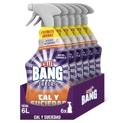 Imagen de Cillit Bang Cal y Suciedad, potente limpiador baño, cocina, formato spray 1 L, Embalaje puede variar (Paquete de 6)