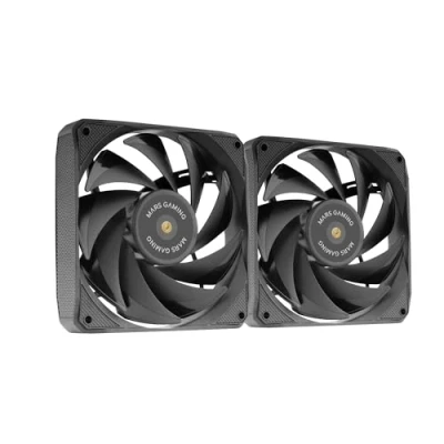 Imagen de MARSGAMING MF NCLX2, Kit 2x Ventiladores Ultrasilenciosos 120mm, Diseño Aspas Híbridas, 2en1 con Rodamiento FDB de Cobre Hiperbalanceado, Sistema Conexión PWM, Pads Antivibración, Negro