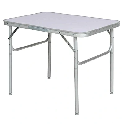 Imagen de BAKAJI Acampar Mesa Camping Picnic Aluminio 60x45x50 Plegable Maletín Plano Formica, Gris, 60 x 45 50 cm