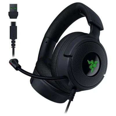 Imagen de Razer Kraken V4 X Wired PC Gaming Headset (Triforce 40mm Drivers, Retractable Cardioid Mic, 7.1 Surround Sound, Chroma RGB, for Console &amp; Phones Via USB C) Black
