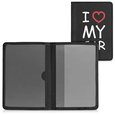 Imagen de kwmobile Funda para Permiso de circulación Coche en Cuero sintético Espacio Tarjetas 9.2 x 13 CM doblado I Love my Car