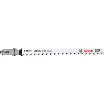 Imagen de Bosch Professional 5x Hojas de Sierra calar Expert `Wood 2 Side Clean` T 308 BP (para Contrachapado, Tablero para mobiliario madera maciza, Longitud 117 mm, accesorios calar)
