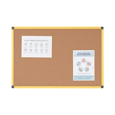 Imagen de Bi Office Ultrabrite Tablón de anuncios corcho con marco aluminio, 90 x 60 cm, color amarillo