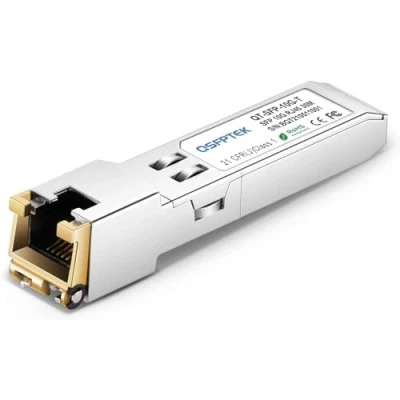 Imagen de QSFPTEK 10GBase T RJ45 SFP+ Copper 30m 1.25/2.5/5/10G Módulo Transceptor Cat6a/Cat7 para Cisco SFP 10G S, Ubiquiti UF 10G, D Link, Mikrotik, TP Link (Soporte Múltiples Velocidades)