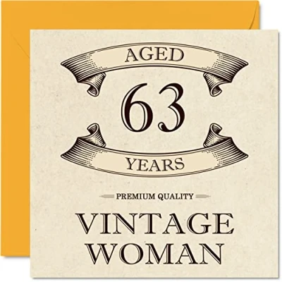 Imagen de tarjetas de cumpleaños 63 vintage para mujeres, a partir años, divertida tarjeta mamá, hermana, esposa, novia, niñera, abuela, tía, felicitación