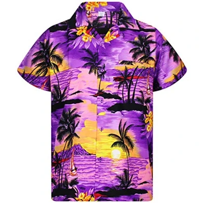 Imagen de V.H.O. Funky Camisa Hawaiana, Manga Corta, Surf, Violeta, XL