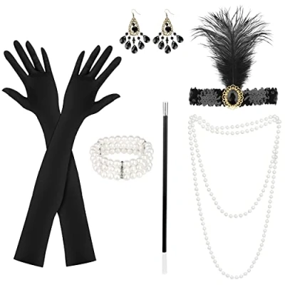 Imagen de KEWUZY 6pcs Accesorios Años 20 Mujer, 1920s Set de Accesorios, Charleston para Flapper Juego 1920 Great Gatsby Halloween Navidad