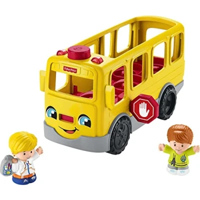Imagen de Fisher Price HJN36 Little People Autobús Escolar Versión multilingüe Juguetes para Empujar con música niños pequeños y preescolares a Partir de 1 año, Amarillo
