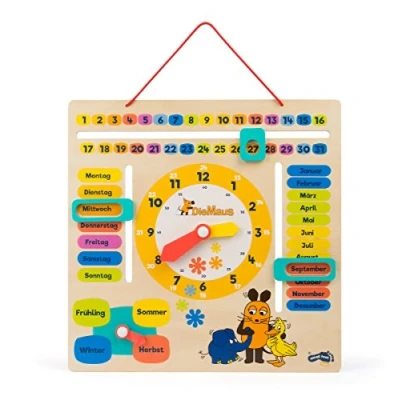 Imagen de small foot Reloj de Aprendizaje con Calendario Madera, explica la Fecha, Temporada y Hora, para niños a Partir 3 años, 10496