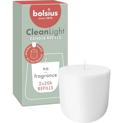 Imagen de Bolsius CleanLight Zero Recarga Vela Recargable Sin Perfume Solo Recargas 2 uds Duración de la Combustión 20 Horas Contiene Cera Vegetal Natural Aceite Palma
