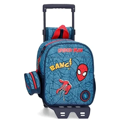 Imagen de Marvel Spiderman Denim Mochila Pequeña con carro Azul 21x25x10 cms Poliéster 5,25L