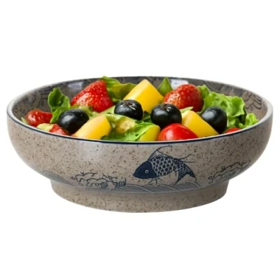 Imagen de TuYines Ensaladera grande, cuenco grande de cerámica, para sopa, ensaladera, servir, diámetro 23 cm, fruta, resistente