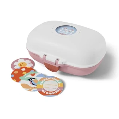 Imagen de monbento Caja Merienda Niños Gram blanco/rosa Fiambrera sin BPA ideal para la Escuela, Picnics, Vacaciones Snack Box Personalizable y Resistente Rosa &amp; Blanco
