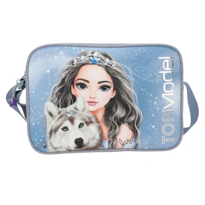 Imagen de Depesche 13152 TOPModel Wolf bolso bandolera en azul oscuro, con motivo de modelo, estrellas y purpurina, ajustable