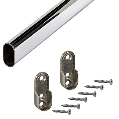 Imagen de GEDOTEC Perchero de metal OVAL 2000 mm Tubo acero cromado muebles 30 x 15 Varilla armario para montaje en pared lateral barra almacenamiento 1 pieza