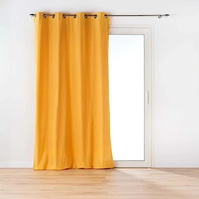 Imagen de Douceur d&#039;Intérieur Twily Cortina, con Ojales, 135 x 260 cm, Amarilla, algodón y poliéster Reciclado