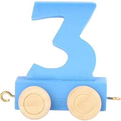 Imagen de Small Foot Design 10565 Número de Trenes (Madera Colores, 3 Pulgadas, 4 Ruedas pequeñas, así como Posibilidades conexión con Otros Trenes)