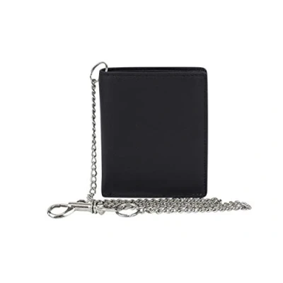 Imagen de Biker Cartera pequeña para señores Monedero señoras RFID Protección de Informaciones privadas Bloqueo con Cadena LEAS, Piel auténtica, Negro