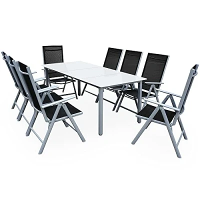 Imagen de CASARIA® Comedor de Jardín Set Muebles Exterior Mesa 190x90cm 8 Sillas Plegables Reclinables Patio Terraza