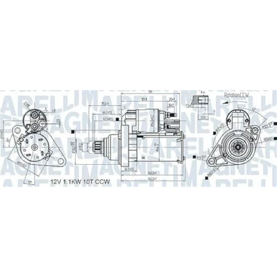 Imagen de MAGNETI MARELLI 063721470010 Motor de arranque 12 1,1 10 VOLKSWAGEN: Golf 5, Touran I, Passat B6 Berlina, SEAT: Altea, Altea XL, Ibiza 4