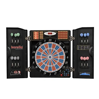 Imagen de Karella CB 90 Diana electrónica con 38 Juegos y 211 Variantes, Dimensiones exactas de Torneo en versión 2 Agujeros, Incluye 12 Dardos Blandos