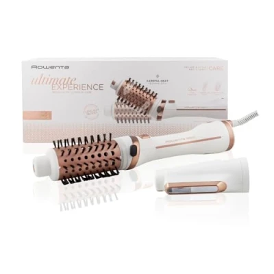 Imagen de Rowenta Cepillo Brush Activ Ultimate Care CF9720 de Aire movimiento giratorio automático con 3 velocidades, Recubrimiento cerámica, Seca Y moldea, Generador iones, Blanco Cobre