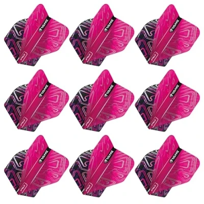 Imagen de RED DRAGON Yin Yang plumas de dardos estándar doble cara, color rosa y negro, 3 juegos por paquete (9 en total)